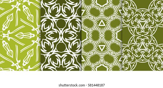 SET OF Geometric seamless pattern. Modern floral ornament. vector illustration. For interior design, wallpaper, decoration print, fill pages, fabric, decor, print