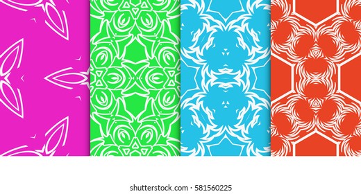 set of Geometric seamless pattern. Modern floral ornament. vector illustration. For the interior design, wallpaper, decoration print, fill pages