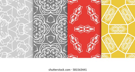 set of Geometric seamless pattern. Modern floral ornament. vector illustration. For the interior design, wallpaper, decoration print, fill pages