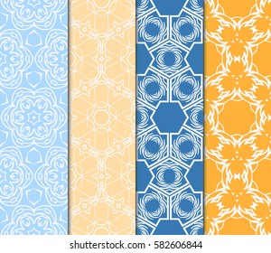set of Geometric seamless pattern. Modern floral ornament. Vector illustration. For the interior design, wallpaper, decoration print, fill pages.