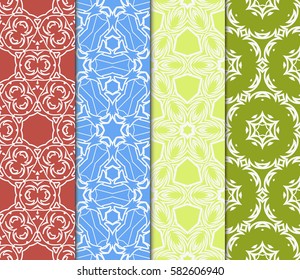 set of Geometric seamless pattern. Modern floral ornament. Vector illustration. For the interior design, wallpaper, decoration print, fill pages.
