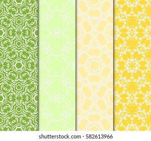 set of Geometric seamless pattern. Modern floral ornament. Vector illustration. For the interior design, wallpaper, decoration print, fill pages.