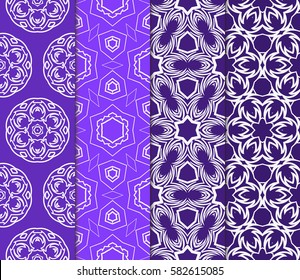 set of Geometric seamless pattern. Modern floral ornament. Vector illustration. For the interior design, wallpaper, decoration print, fill pages.