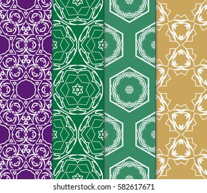 set of Geometric seamless pattern. Modern floral ornament. Vector illustration. For the interior design, wallpaper, decoration print, fill pages.