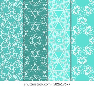 set of Geometric seamless pattern. Modern floral ornament. Vector illustration. For the interior design, wallpaper, decoration print, fill pages.