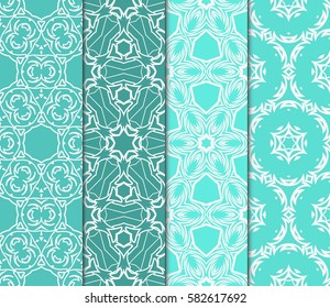 set of Geometric seamless pattern. Modern floral ornament. Vector illustration. For the interior design, wallpaper, decoration print, fill pages.