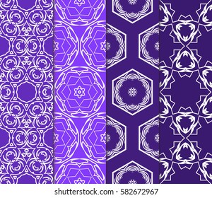 set of Geometric seamless pattern. Modern floral ornament. Vector illustration. For the interior design, wallpaper, decoration print, fill pages.