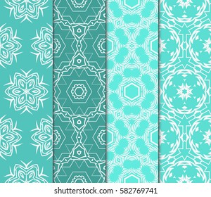 set of Geometric seamless pattern. Modern floral ornament. Vector illustration. For the interior design, wallpaper, decoration print, fill pages.