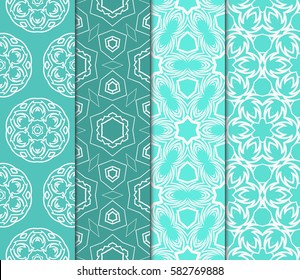 set of Geometric seamless pattern. Modern floral ornament. Vector illustration. For the interior design, wallpaper, decoration print, fill pages.