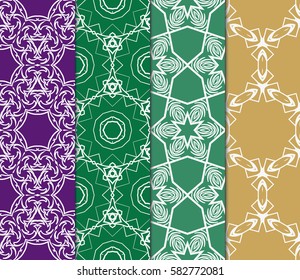 set of Geometric seamless pattern. Modern floral ornament. Vector illustration. For the interior design, wallpaper, decoration print, fill pages.