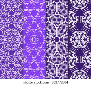 set of Geometric seamless pattern. Modern floral ornament. Vector illustration. For the interior design, wallpaper, decoration print, fill pages.