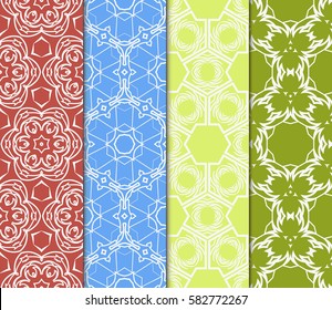 set of Geometric seamless pattern. Modern floral ornament. Vector illustration. For the interior design, wallpaper, decoration print, fill pages.