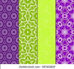 set of Geometric seamless pattern. Modern floral ornament. vector illustration. For the interior design, wallpaper, decoration print, fill pages, invitation card, cover book