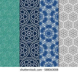 set of Geometric seamless pattern. Modern floral ornament. vector illustration. For the interior design, wallpaper, decoration print, fill pages, invitation card, cover book