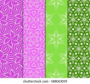 set of Geometric seamless pattern. Modern floral ornament. vector illustration. For the interior design, wallpaper, decoration print, fill pages, invitation card, cover book