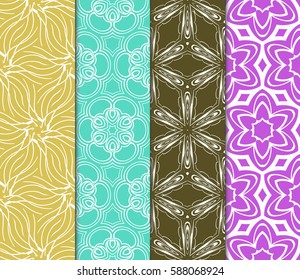 set of Geometric seamless pattern. Modern floral ornament. vector illustration. For the interior design, wallpaper, decoration print, fill pages, invitation card, cover book
