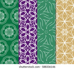 set of Geometric seamless pattern. Modern floral ornament. vector illustration. For the interior design, wallpaper, decoration print, fill pages, invitation card, cover book
