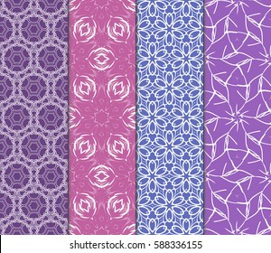 set of Geometric seamless pattern. Modern floral ornament. vector illustration. For the interior design, wallpaper, decoration print, fill pages, invitation card, cover book