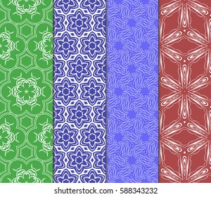 set of Geometric seamless pattern. Modern floral ornament. vector illustration. For the interior design, wallpaper, decoration print, fill pages, invitation card, cover book