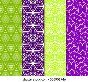 set of Geometric seamless pattern. Modern floral ornament. vector illustration. For the interior design, wallpaper, decoration print, fill pages, invitation card, cover book
