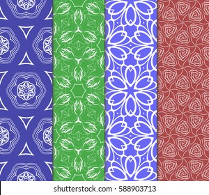 set of Geometric seamless pattern. Modern floral ornament. vector illustration. For the interior design, wallpaper, decoration print, fill pages, invitation card, cover book