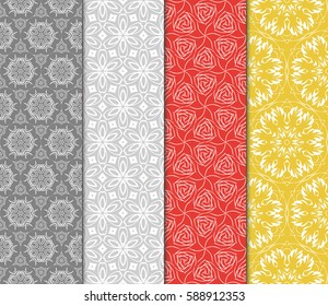 set of Geometric seamless pattern. Modern floral ornament. vector illustration. For the interior design, wallpaper, decoration print, fill pages, invitation card, cover book