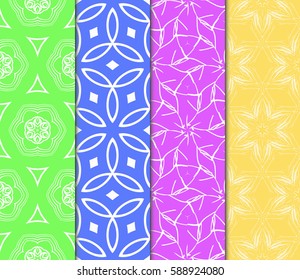 set of Geometric seamless pattern. Modern floral ornament. vector illustration. For the interior design, wallpaper, decoration print, fill pages, invitation card, cover book