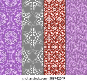 set of Geometric seamless pattern. Modern floral ornament. vector illustration. For the interior design, wallpaper, decoration print, fill pages, invitation card, cover book