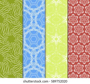 set of Geometric seamless pattern. Modern floral ornament. vector illustration. For the interior design, wallpaper, decoration print, fill pages, invitation card, cover book