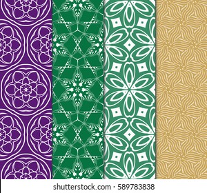 set of Geometric seamless pattern. Modern floral ornament. vector illustration. For the interior design, wallpaper, decoration print, fill pages, invitation card, cover book
