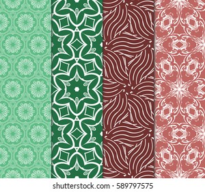set of Geometric seamless pattern. Modern floral ornament. vector illustration. For the interior design, wallpaper, decoration print, fill pages, invitation card, cover book