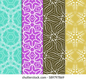 set of Geometric seamless pattern. Modern floral ornament. vector illustration. For the interior design, wallpaper, decoration print, fill pages, invitation card, cover book