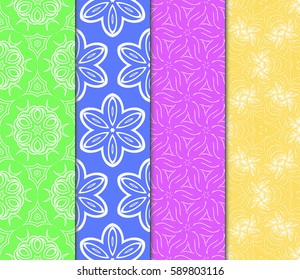 set of Geometric seamless pattern. Modern floral ornament. vector illustration. For the interior design, wallpaper, decoration print, fill pages, invitation card, cover book