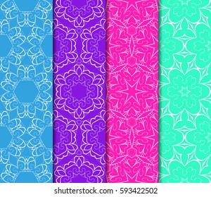 SET OF Geometric seamless pattern. Modern floral ornament. vector illustration. For the interior design, wallpaper, decoration print, fill pages