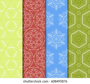 SET OF Geometric seamless pattern. Modern floral ornament. vector illustration. For the interior design, wallpaper