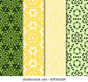 set of Geometric seamless pattern. Modern floral ornament. vector illustration. For the interior design, wallpaper, decoration print, fill pages, invitation card, cover book