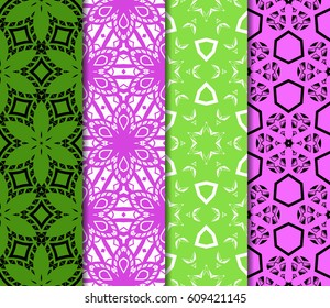 set of Geometric seamless pattern. Modern floral ornament. vector illustration. For the interior design, wallpaper, decoration print, fill pages, invitation card, cover book