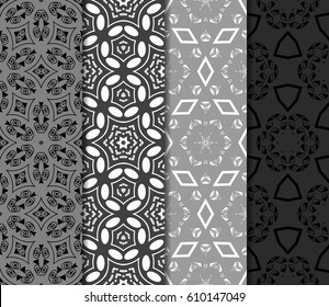 set of Geometric seamless pattern. Modern floral ornament. vector illustration. For the interior design, wallpaper, decoration print, fill pages, invitation card, cover book