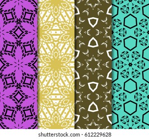 set of Geometric seamless pattern. Modern floral ornament. vector illustration. For the interior design, wallpaper, decoration print, fill pages, invitation card, cover book