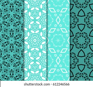 set of Geometric seamless pattern. Modern floral ornament. vector illustration. For the interior design, wallpaper, decoration print, fill pages, invitation card, cover book