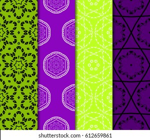 set of Geometric seamless pattern. Modern floral ornament. vector illustration. For the interior design, wallpaper, decoration print, fill pages, invitation card, cover book