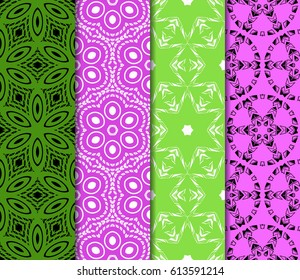 set of Geometric seamless pattern. Modern floral ornament. vector illustration. For the interior design, wallpaper, decoration print, fill pages, invitation card, cover book