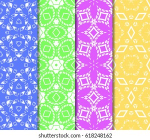 set of Geometric seamless pattern. Modern floral ornament. vector illustration. For the interior design, wallpaper, decoration print, fill pages, invitation card, cover book