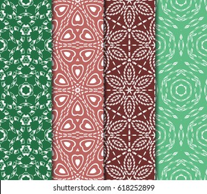 set of Geometric seamless pattern. Modern floral ornament. vector illustration. For the interior design, wallpaper, decoration print, fill pages, invitation card, cover book