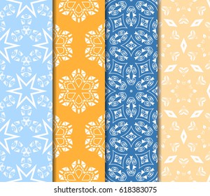 set of Geometric seamless pattern. Modern floral ornament. vector illustration. For the interior design, wallpaper, decoration print, fill pages, invitation card, cover book