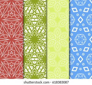 set of Geometric seamless pattern. Modern floral ornament. vector illustration. For the interior design, wallpaper, decoration print, fill pages, invitation card, cover book