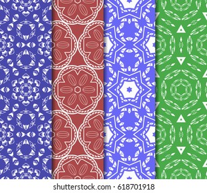 set of Geometric seamless pattern. Modern floral ornament. vector illustration. For the interior design, wallpaper, decoration print, fill pages, invitation card, cover book