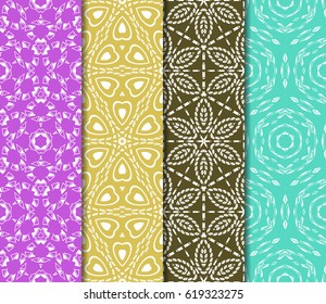 set of Geometric seamless pattern. Modern floral ornament. vector illustration. For the interior design, wallpaper, decoration print, fill pages, invitation card, cover book