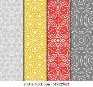 set of Geometric seamless pattern. Modern floral ornament. vector illustration. For the interior design, wallpaper, decoration print, fill pages, invitation card, cover book