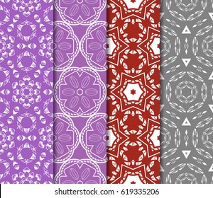 set of Geometric seamless pattern. Modern floral ornament. vector illustration. For the interior design, wallpaper, decoration print, fill pages, invitation card, cover book